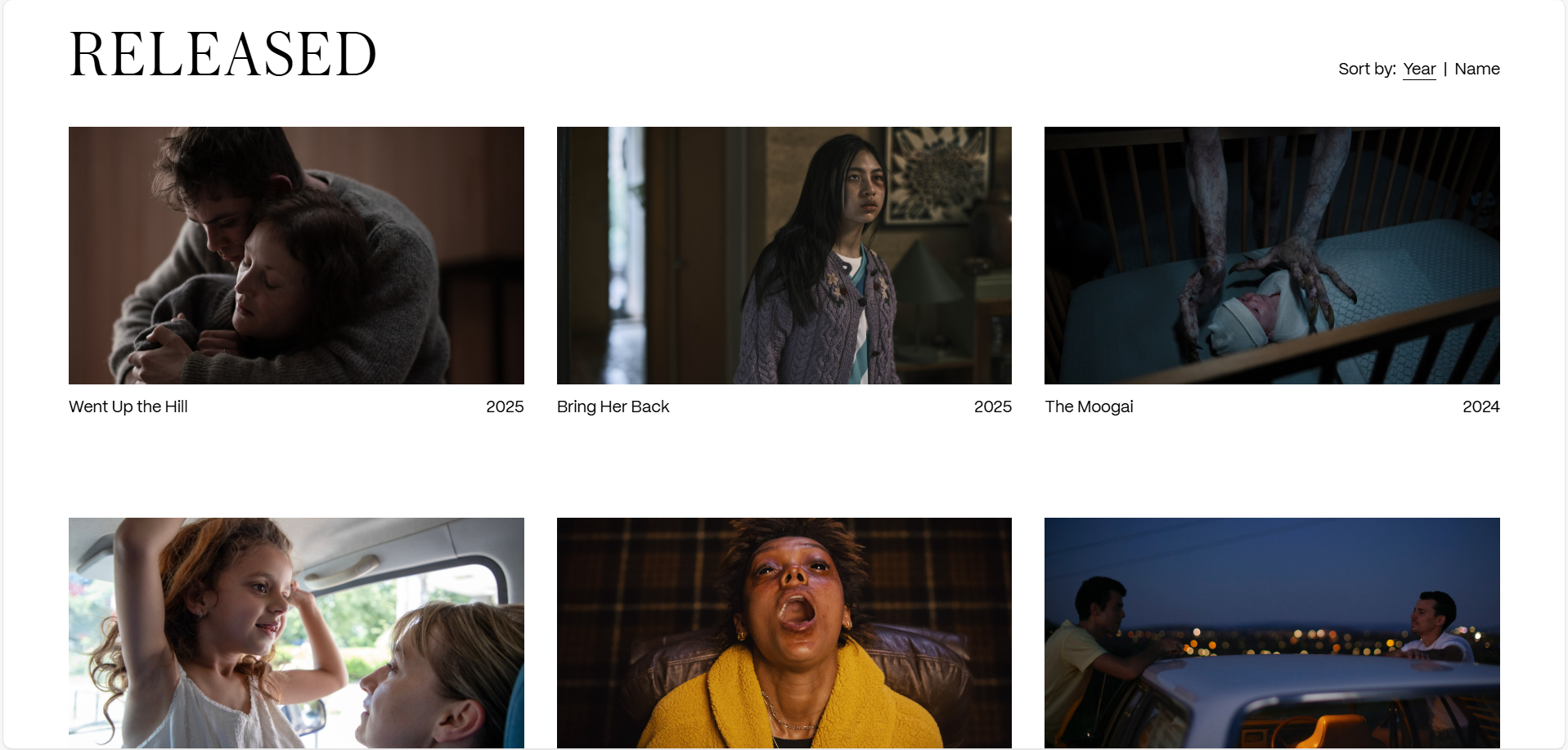 Pinkline Films desktop view of website