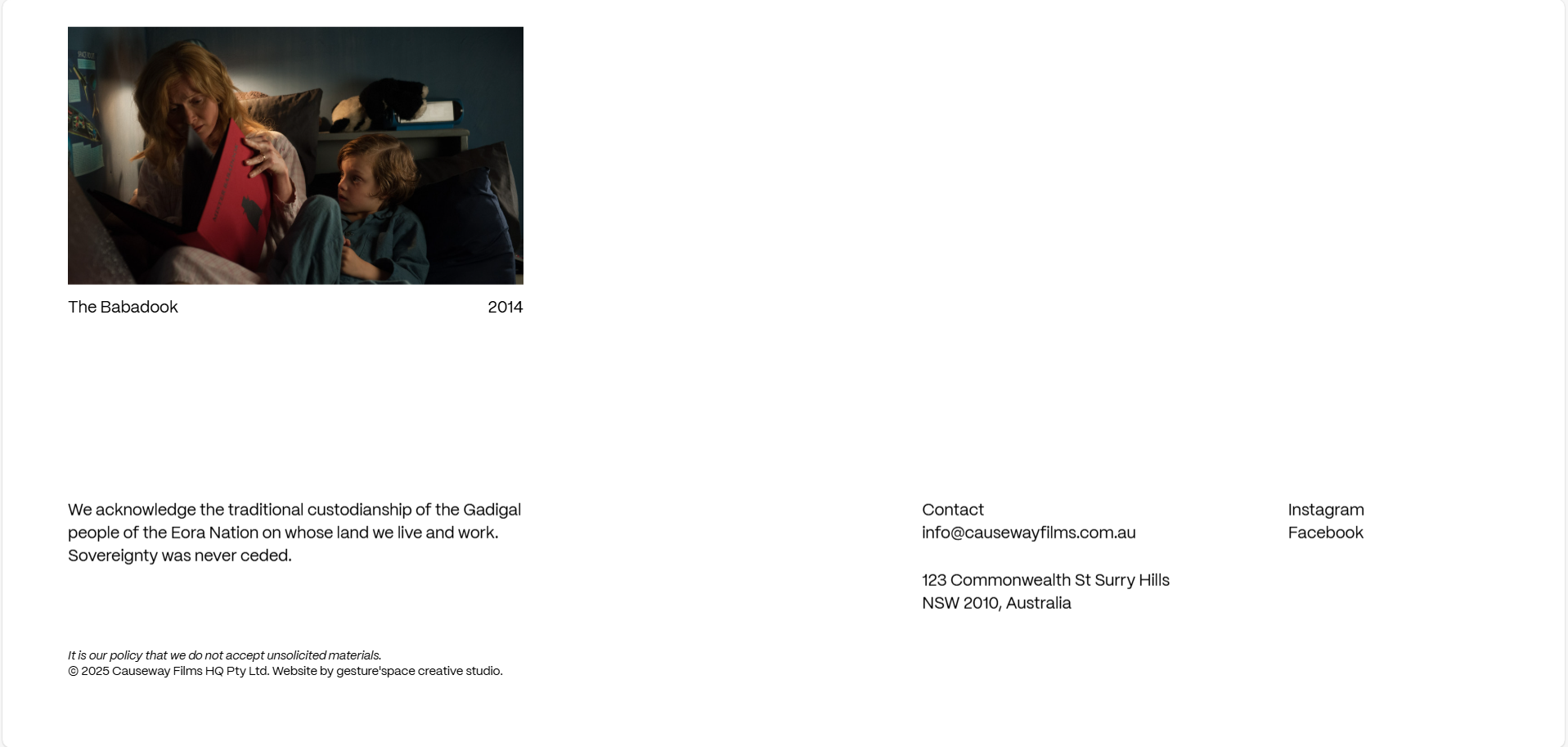 Pinkline Films desktop view of website