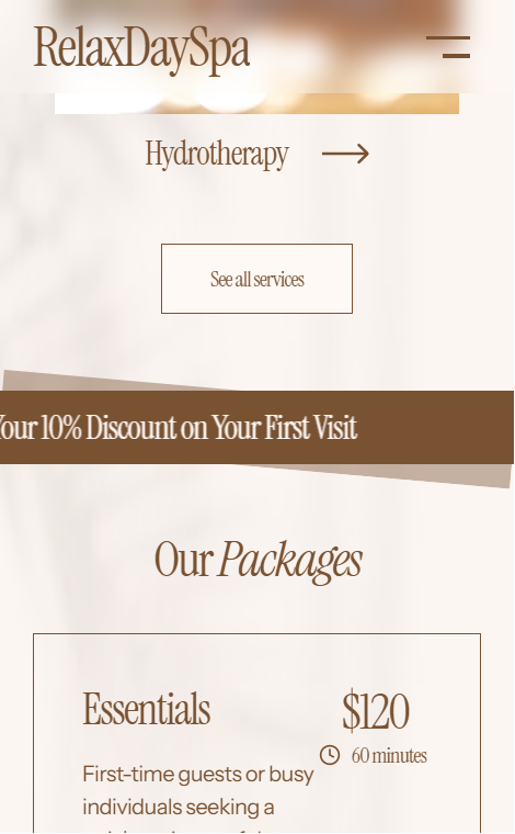 Relax Daily Spa mobile view