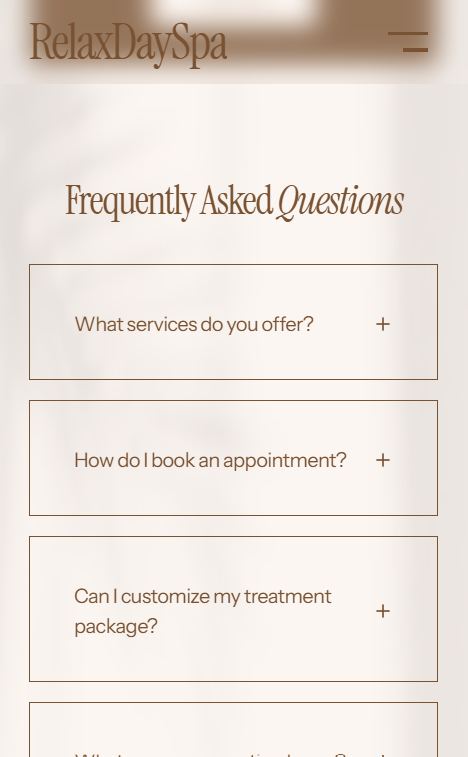 Relax Daily Spa mobile view