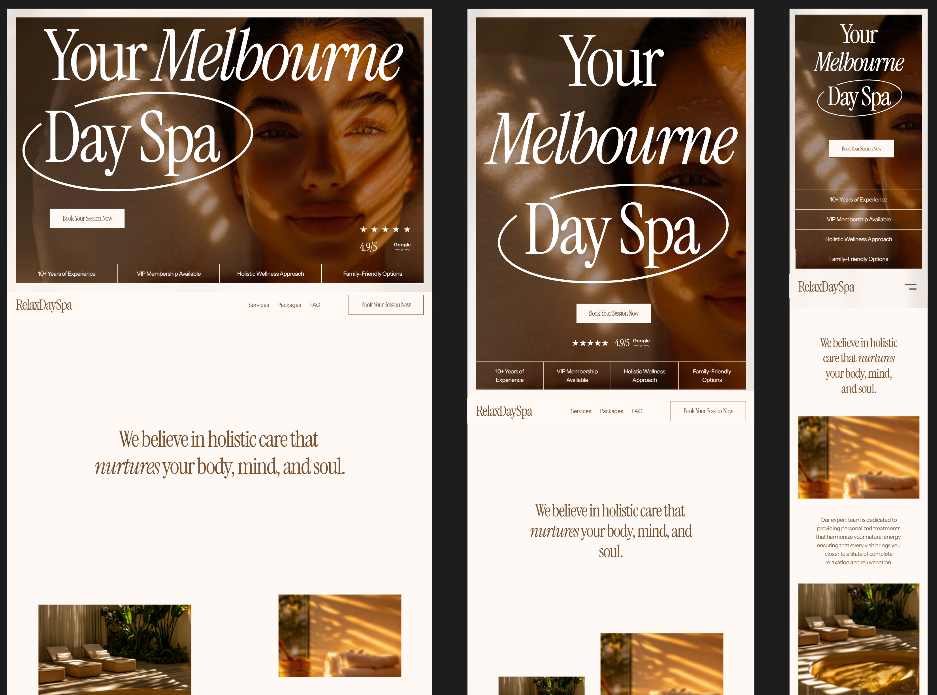 Relax Daily Spa desktop view